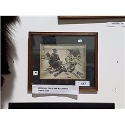 ORIGINAL PEN & INK BY JOHAN GIREN c.1885 13" X 11"