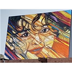 LARGE OIL ON CANVAS SMILING BOY 5' X 3'6" SIGNED