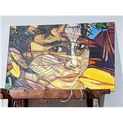 LARGE OIL ON CANVAS BOY 6' X 4' SIGNED