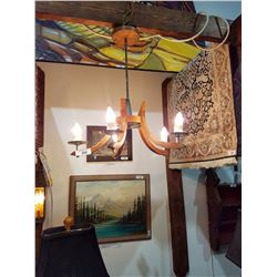 MID CENTURY MODERN TEAK 5 ARM CHANDELIER