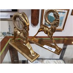 PAIR ART DECO BRASS RAMS