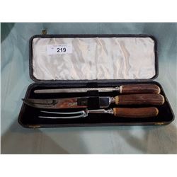 BONE HANDLED CARVING SET IN CASE