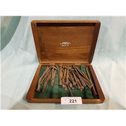 BOX OF VARIOUS SIZES HAND FORGED NAILS