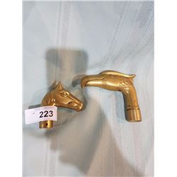 2 VINTAGE BRASS CANE TOPPERS