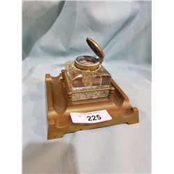 BRASS & GLASS INKWELL