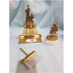 BRASS TABLE CRUMB CATCHER AND BRASS SUIT BRUSHES
