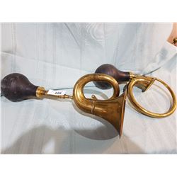 PAIR ANTIQUE BRASS CAR HORNS
