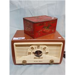 VINTAGE NORTHERN ELECTRIC BABY CHAMP RADIO WORKING W/UNION LEADER TOBACCO TIN