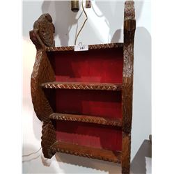 FOLKART CARVED BEAVER 3 TIER WALL SHELF