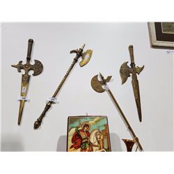 PAIR OF BRASS SWORDS