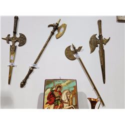 PAIR OF BRASS AXES