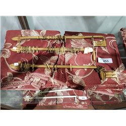 3 VINTAGE CURTAIN RODS W/2 PANELS