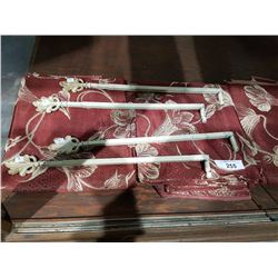 4 VINTAGE CURTAIN RODS W/2 PANELS