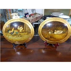 PAIR OF NICE CONVEX WOOD PLAQUES