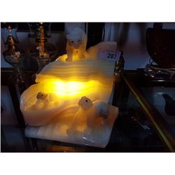 CARVED MARBLE POLAR BEAR LAMP