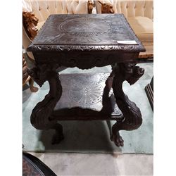 STUNNING ASIAN CARVED DRAGON OCCASIONAL TABLE 28.5"