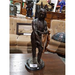 BRONZE STATUE OF A NATIVE AMERICAN BRAVE 21.5"