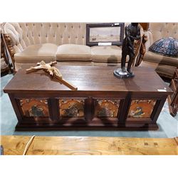 1800'S WOOD COFFER W/PAINTED PANELS