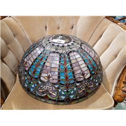 LARGE TIFFANY STYLE LEAD STAINED GLASS LAMP SHADE 21.5"
