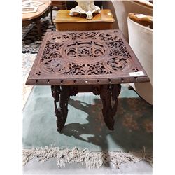 ORNATELY CARVED ASIAN OCCASIONAL TABLE 25.5"H X 24" X 24"