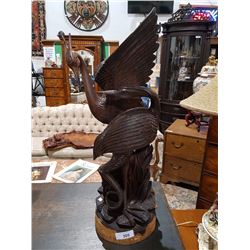 CARVED ASIAN STATUE OF CRANES 30"