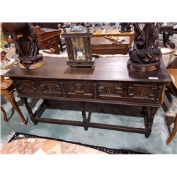 MID 1800'S JACOBEAN OAK SIDEBOARD 51" X 31.5" X 18"
