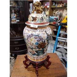 LARGE ASIAN URN ON STAND 33" IN HEIGHT INC STAND