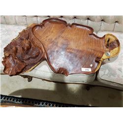 ASIAN CARVED TEAK TEA TABLE W/DRAIN