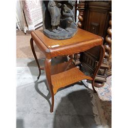 VICTORIAN 1/4 SAWN OAK SQUARE OCCASIONAL TABLE 26" X 26" 30.5"H