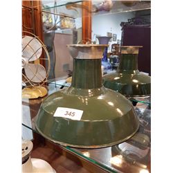 VINTAGE GREEN ENAMEL INDUSTRIAL LIGHT SHADE 12"