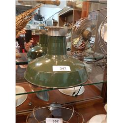 VINTAGE GREEN ENAMEL INDUSTRIAL LIGHT SHADE 12"