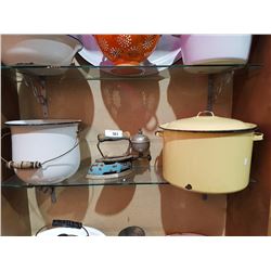 4 PCS ENAMEL WARE W/ANTIQUE IRON