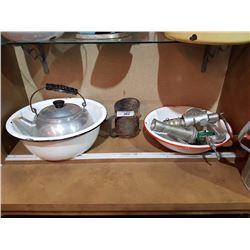 8 PCS ENAMEL WARE AND KITCHEN WARE INC. A KETTLE
