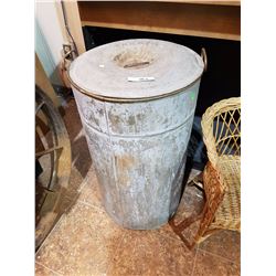 VINTAGE GALVANIZED FLOUR BIN W/LID 27"H
