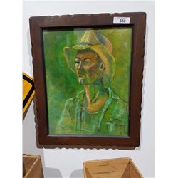 ORIGINAL PASTEL OF A COWBOY SIGNED INGEBURG 19" X 23"