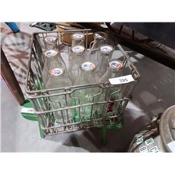 VINTAGE FOREMOST METAL MILK CRATE INCLUDING MILK BOTTLES