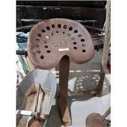 ANTIQUE FARM TRACTOR SEAT W/STAND