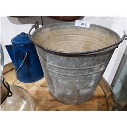 GALVANIZED BUCKET W/ENAMEL COFFEE POT
