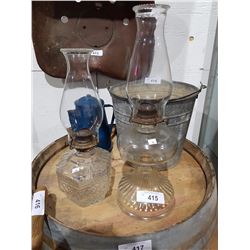 2 GLASS OIL LAMPS