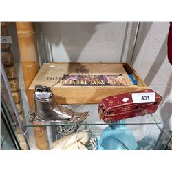 VINTAGE POKER CHIPS, SKI BOOT TABLE LIGHTER, & DINKY HORSE HAULER