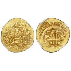 Mexico City, Mexico, cob 4 escudos, 1713J, NGC MS 64, ex-1715 Fleet (designated on label).