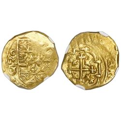 Mexico City, Mexico, cob 1 escudo, (1711-13)J, mintmark oM, NGC AU 53, ex-1715 Fleet (designated on