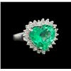Image 1 : GIA Cert 6.11 ctw Emerald and Diamond Ring - 14KT White Gold