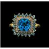 Image 2 : 3.00 ctw Blue Topaz, Aquamarine, and Diamond  Ring - 14KT Yellow Gold