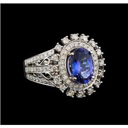 14KT White Gold 3.31 ctw Tanzanite and Diamond Ring