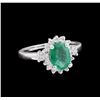 Image 1 : 1.33 ctw Emerald and Diamond Ring - 14KT White Gold