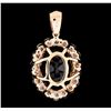 Image 2 : 13.78 ctw Tourmaline and Diamond Pendant - 14KT Rose Gold