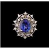 Image 2 : 4.10 ctw Tanzanite and Diamond Ring - 14KT White Gold