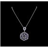 Image 2 : 14KT White Gold 6.13 ctw Tanzanite and Diamond Pendant With Chain