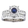 Image 1 : 0.59 ctw Sapphire and Diamond Ring - 18KT White Gold
